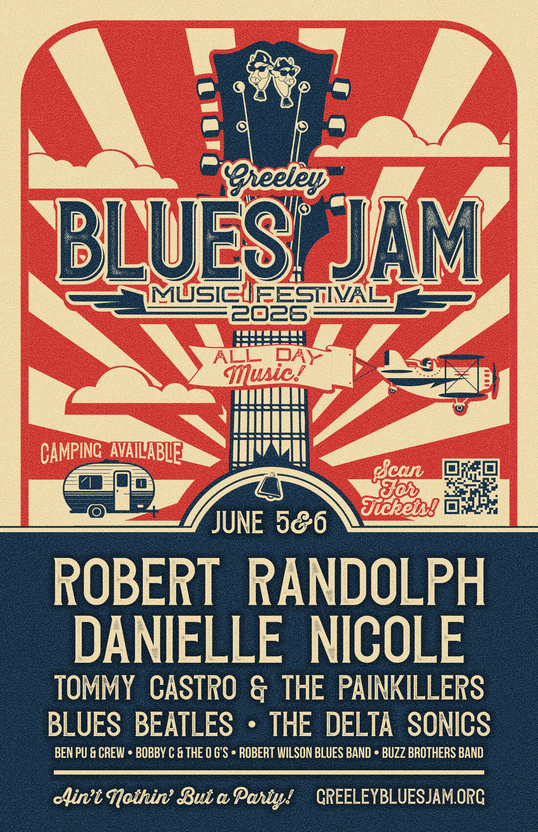 Greeley Blues Jam 2026 — Robert Randolph, Danielle Nicole, Tommy Castro & The Painkillers, Blues Beatles, The Delta Sonics, Ben Pu & Crew, Bobby C & The O G's, Robert Wilson Blues Band, Buzz Brothers Band — June 5 & 6